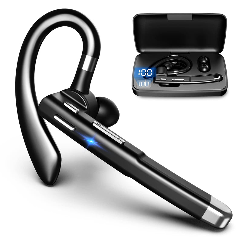 [Australia - AusPower] - Bluetooth Earpiece for Cell Phones Bluetooth V5.1 Headset with Charging Case Hands-Free Single Ear Headset with CVC8.0 Noise Canceling Mic for Office/Driving Compatible with Android/iPhone/Laptop with Charging Case earpiece 