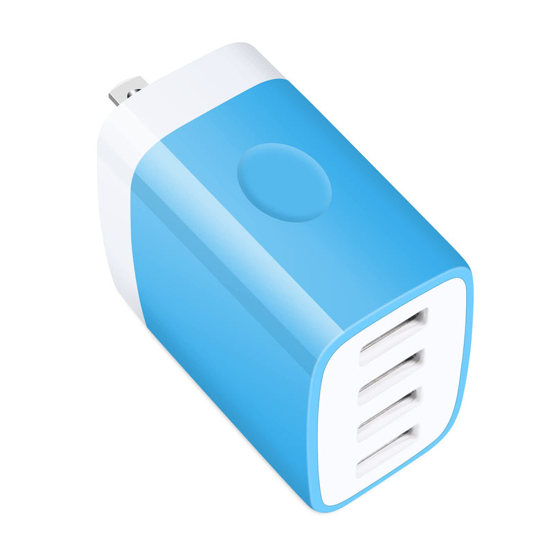 [Australia - AusPower] - USB Wall Plug, 1PC 4Multi Ports USB Wall Charger Block Adapter Power Brick Fast Charging Cube Box Base for iPhone 13 12 11 Mini Pro Max XS XR X 8 7 6, Samsung S21 S20 S10 Note 20 10, Tablet blue 
