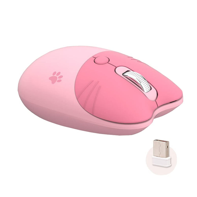 [Australia - AusPower] - Attoe Cute Wireless Mouse,2.4G Cordless Silent Mice for Girls Kawaii Mouse with USB Receiver Cat Theme Mouse for Laptop PC Computer MAC (Cherry Blossom Pink) Cherry Blossom Pink 
