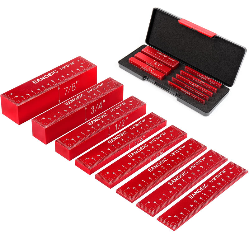 [Australia - AusPower] - EANOSIC Setup Blocks Height Gauge Set, 8pcs Precision Aluminum Setup Bars for Router and Table Saw Accessories Woodworking Set Up, Bars Include Laser Engraved Size Markings (Extra Long 4 Inch) 