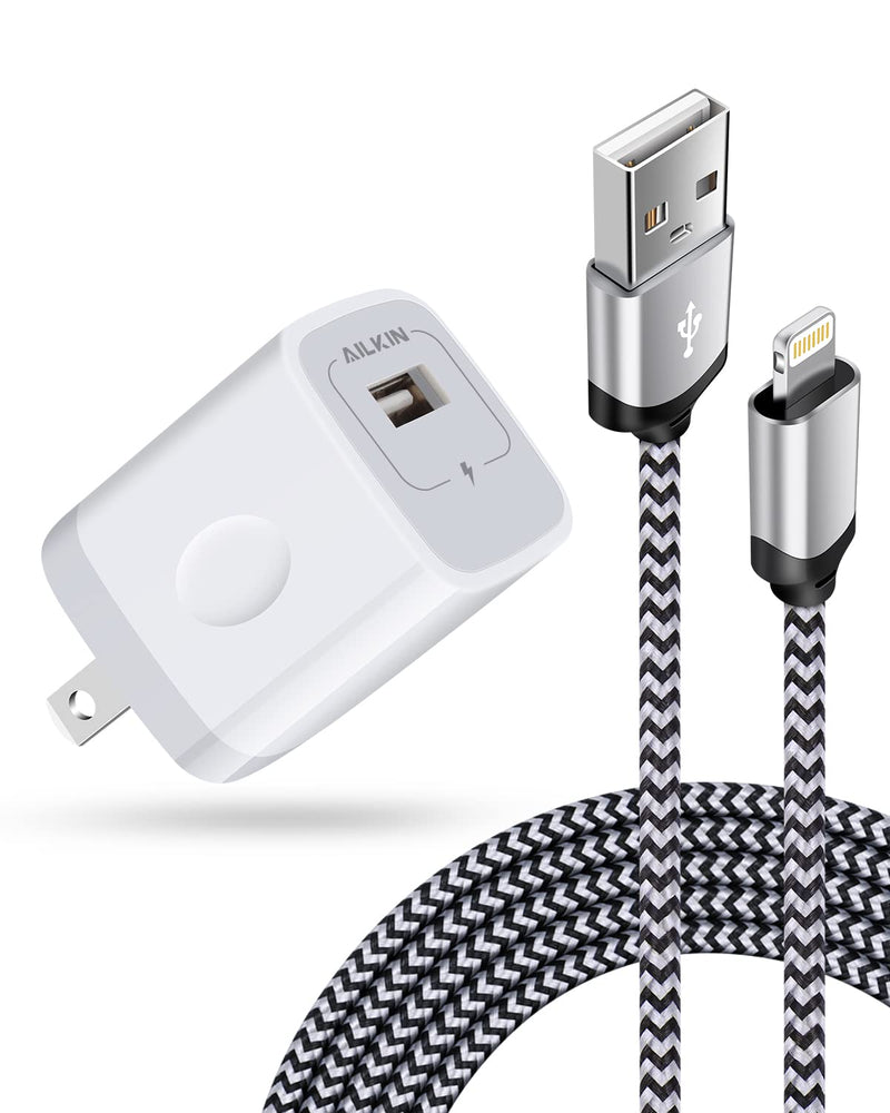 [Australia - AusPower] - iPhone Charger for iPhone 13, 6 Ft Braided Lightning Cable Apple Certified 1-Port Wall Charger + Long Lightening Cord Fast Charging for 12 Pro Max SE 10 11 SE Mini X XS iPad iPod Airpods Power Adapter 