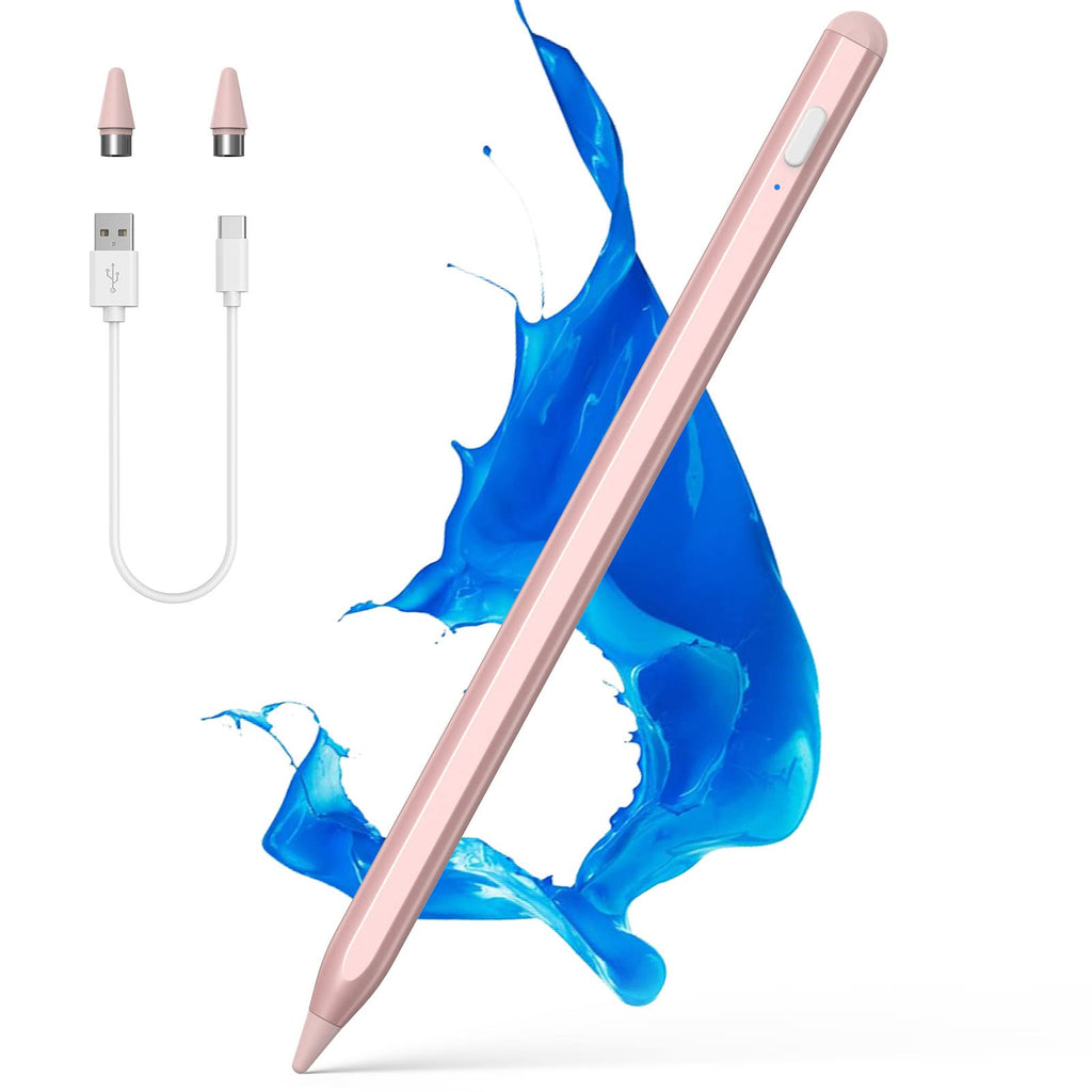 [Australia - AusPower] - Stylus Pen for Touch Screens, NTHJOYS Active Stylus Pencil Rechargeable for iOS/Android with Magnetic Design Fine Point Stylist Compatible with Apple iPad/Pro/Air/Mini/iPhone/Tablets Writing & Drawing Rose Gold 