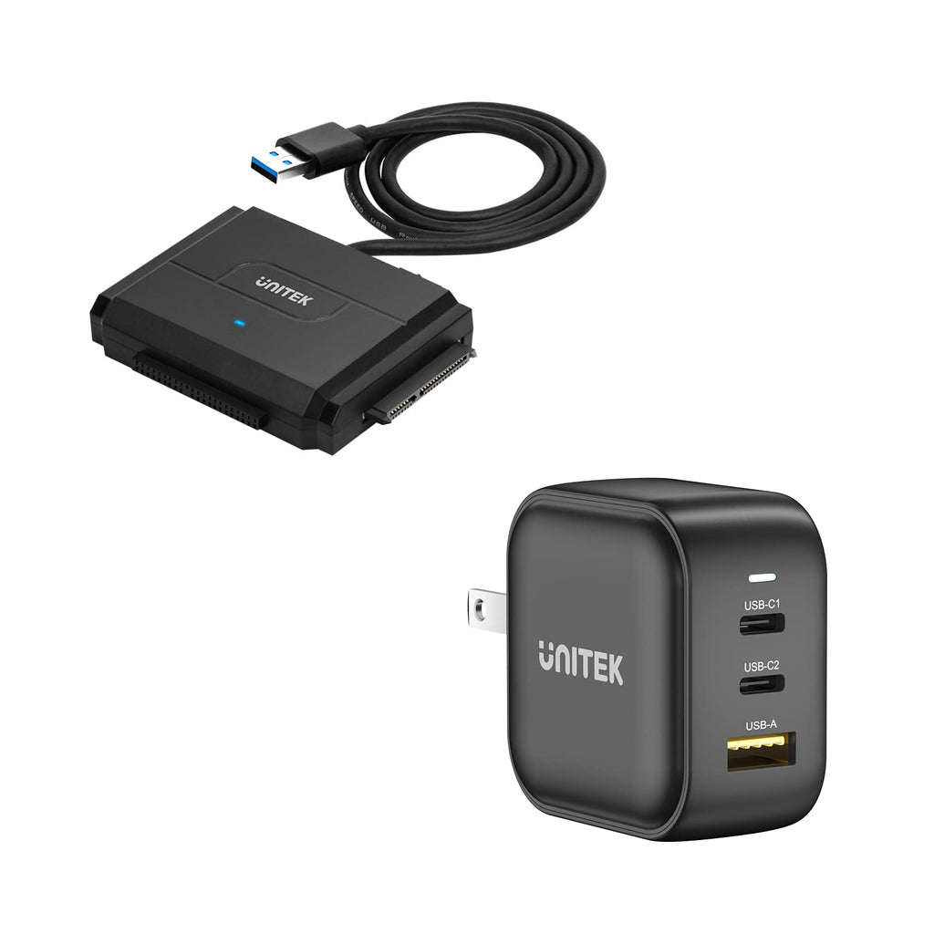 [Australia - AusPower] - [Bundle] Unitek SATA/IDE to USB 3.0 Adapter and 3 Ports 66W USB C Charger 