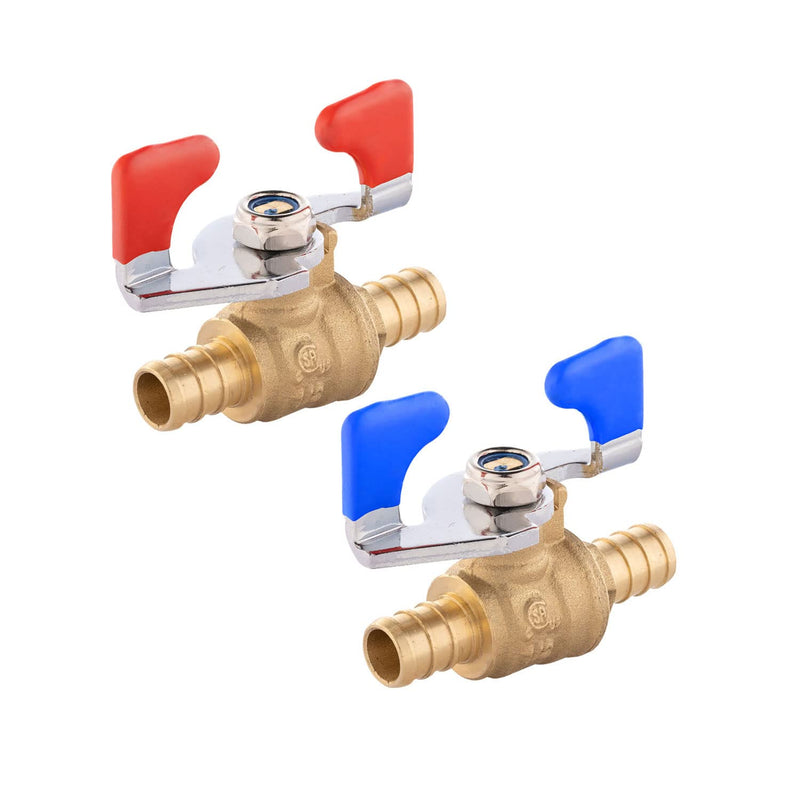 [Australia - AusPower] - (Pack of 2) EFIELD 1/2 Inch Barb Crimp Pex Full Port Shut Off Ball Valve Hot and Cold With Butterfly Handle,Lead Free Brass-2 Pieces 