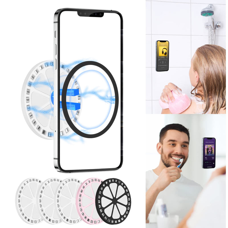 [Australia - AusPower] - Orange Magnetic Shower Phone Holder,Wall Phone Holder,Strong Magnet【28X Magnets】Phone/Tablet Holder/Mount/Stand for Bathroom Kitchen Wall Mirror Car,Compatible with All Phones,Gift for TikTok/YouTube 5-color mixed 