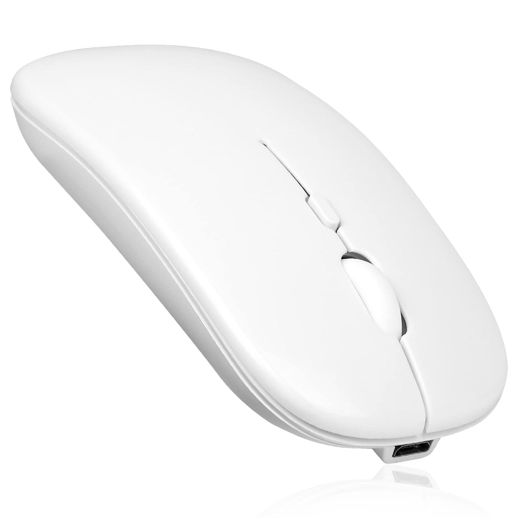 [Australia - AusPower] - 2.4GHz & Bluetooth Mouse, Rechargeable Wireless Mouse for Amazon Fire HD 10 (2017) Bluetooth Wireless Mouse for Laptop / PC / Mac / iPad pro / Computer / Tablet / Android - White 