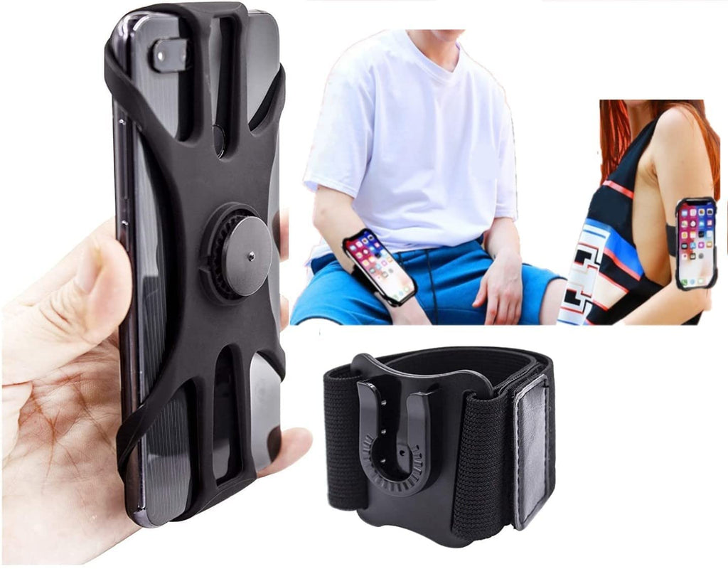 [Australia - AusPower] - BATTPIT Running Armband for iPhone 12 Pro 11 Pro Max X XR XS 8 7 6 6s Plus, Galaxy S20 S10 S9 Plus, Note 20/10/9/8, 360°Rotatable with Key Holder Phone Armband for Hiking Biking Walking(Black) 