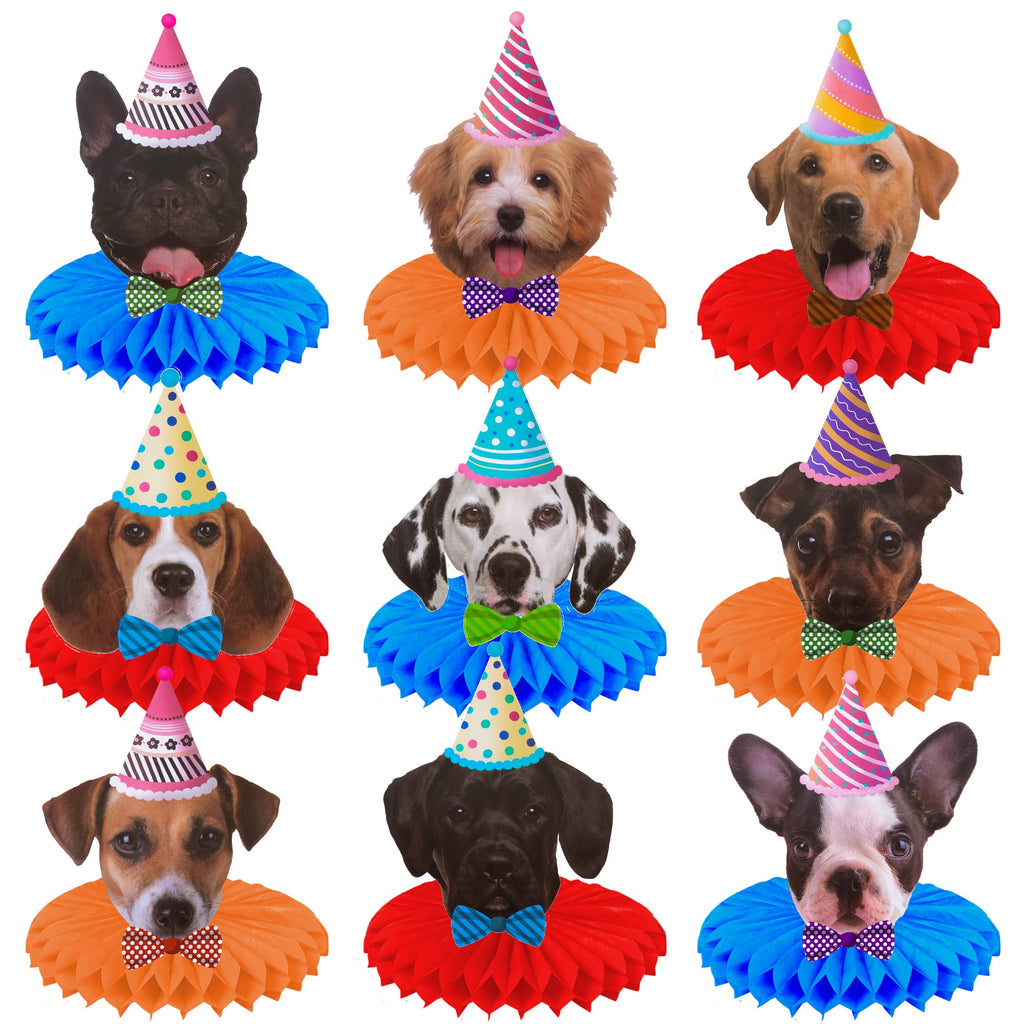 [Australia - AusPower] - Dog Party Table Decorations 9pcs Dog Face Table Honeycomb Centerpieces for Dog Theme Baby Shower Birthday Party Supplies 