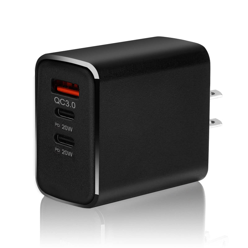 [Australia - AusPower] - USB C Charger,45w Fast Charging Block USB C 3.0 Charger Adapter-3 Port USB C Wall Charger for iPhone 13/12 Pro/Max/Mini, Galaxy S21/20,MacBook Pro/Air, iPad Pro,Pixel, Black 