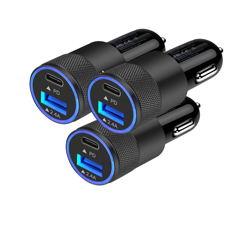 [Australia - AusPower] - 38W C Car Charger Fast Charging iPhone 12 Car Charger USB C Type Car Phone Adapter PD20W+QC18W Car USB Charger Cigarette Lighter cargador carro for iPhone 13 11 Samsung Note 20 S21 S10 A12 A20S A52 