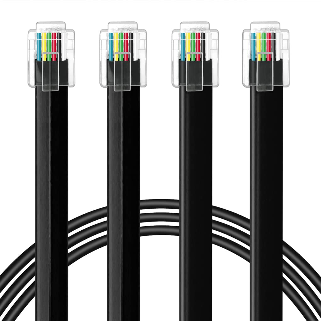 [Australia - AusPower] - NECABLES (2 Pack) RJ12 Cable 10ft Phone Cord RJ12 6P6C Male to Male Straight Wired for Both Data and Voice Use Black - 10 Feet 