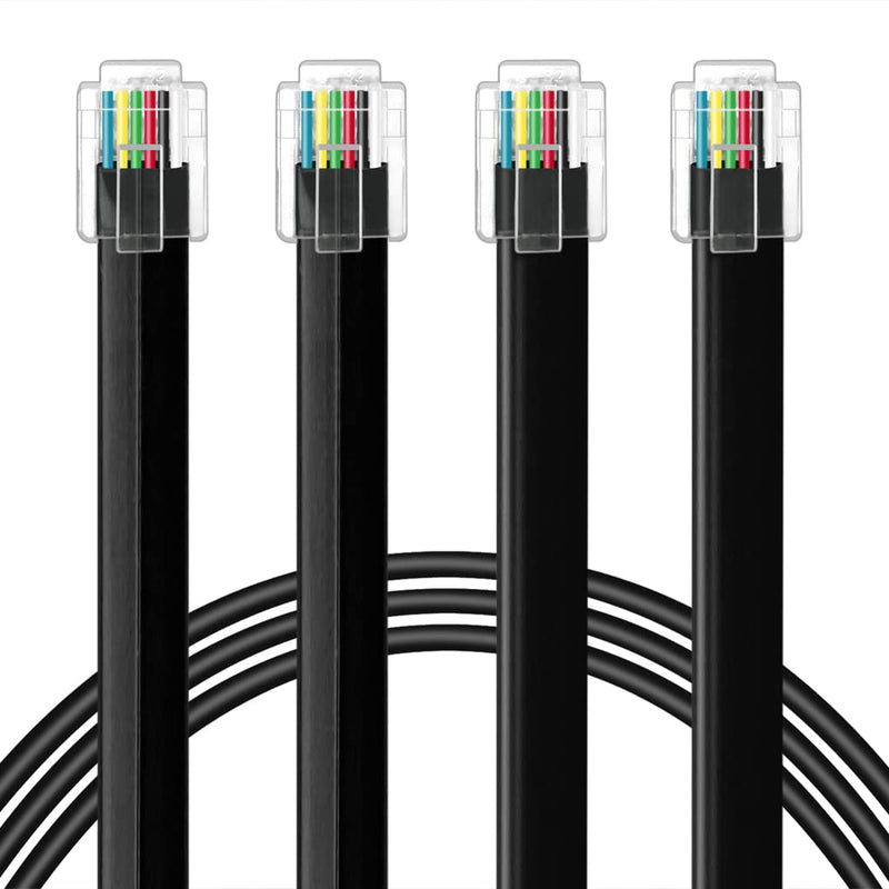 [Australia - AusPower] - NECABLES (2 Pack) RJ12 Cable 10ft Phone Cord RJ12 6P6C Male to Male Straight Wired for Both Data and Voice Use Black - 10 Feet 