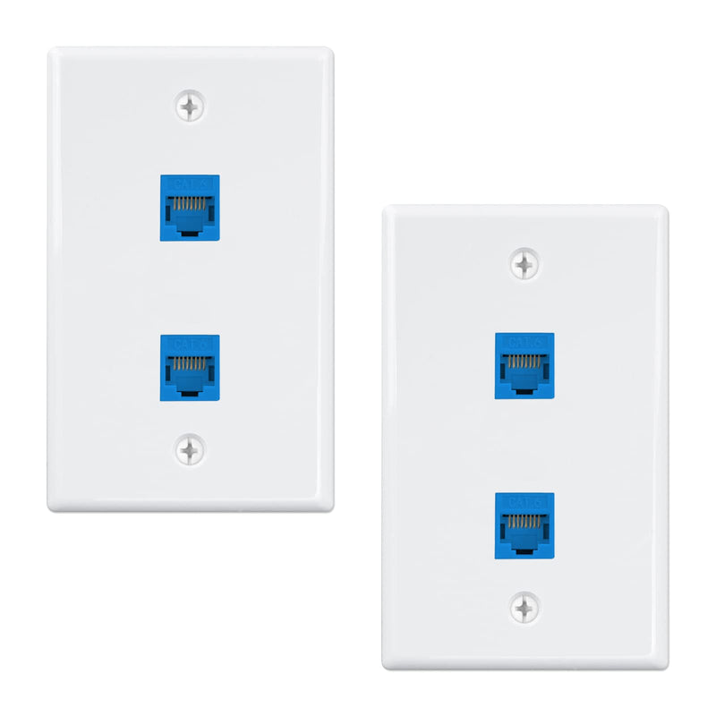 [Australia - AusPower] - Iwillink (2-Pack) 2-Port Ethernet Wall Plate, Keystone Jack Wall Plate with RJ45 Keystone Inline Coupler insert, Female to Female Cat6 Keystone Jack Wall Plate, Blue 2 Pack 2-Port 
