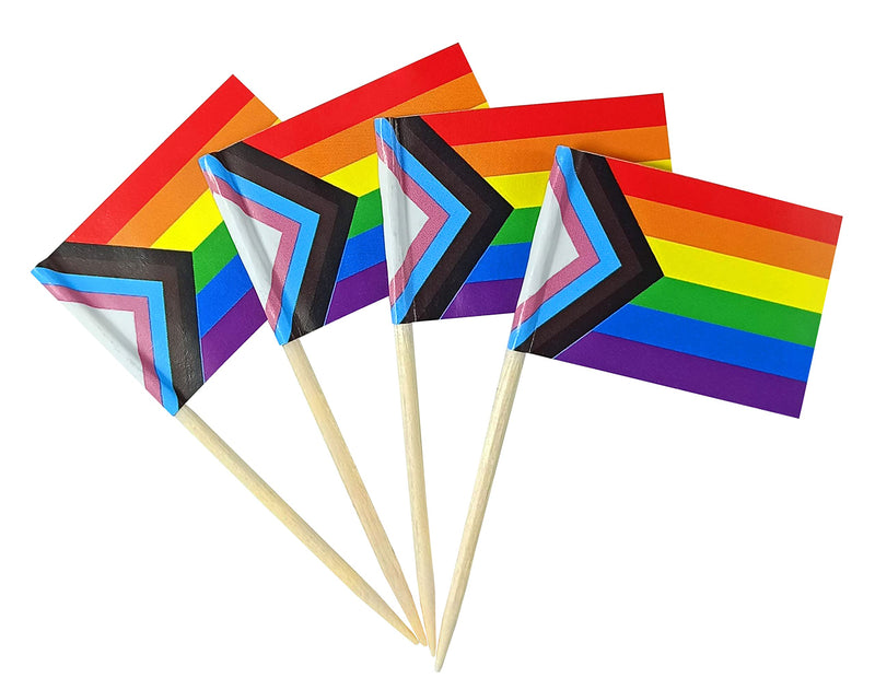 [Australia - AusPower] - JBCD 100 Pcs Pride Progress Rainbow Flag Toothpicks LGBTQ Cupcake Toppers Flags, Gay Inclusive Rainbow Cake Topper Flag Pick Sticks 