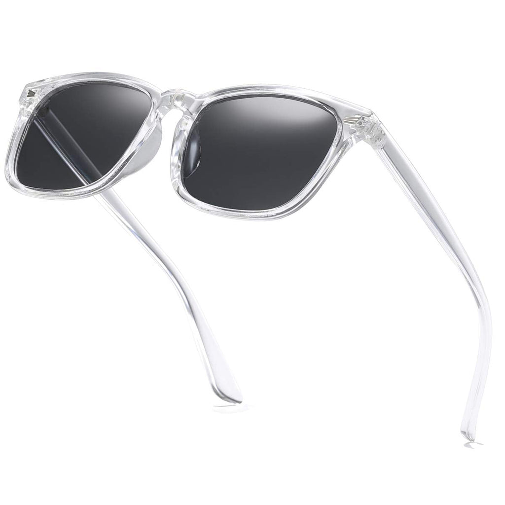 [Australia - AusPower] - AISSWZBER Square Polarized Sunglasses for Women Men Classic Trendy Stylish Sun Glasses 100% UV 400 Lens Protection Transparent 