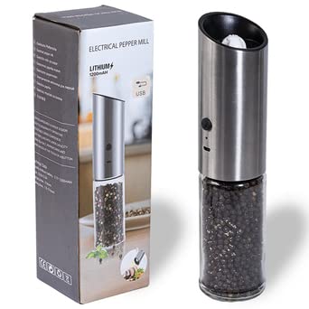 [Australia - AusPower] - Rechargeable Electric Pepper Grinder, Automatic Electronic Pepper Mill with Adjustable Coarseness- 170ML High Capacity 