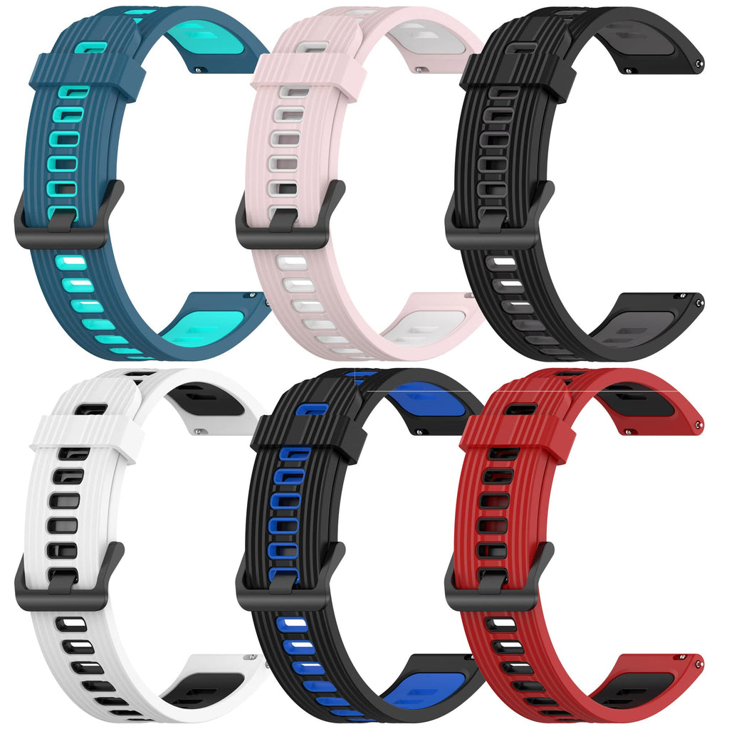 [Australia - AusPower] - 6-Pack Bands Compatible with Huawei Watch GT3 46mm /42mm Replacement 22mm/20mm Soft Silicone Two-colors Sport Strap Wristband Quick Release Watch band for GT 3 Smartwatch (GT3 42MM(20mm), SixColors-A) GT3 42MM(20mm) 