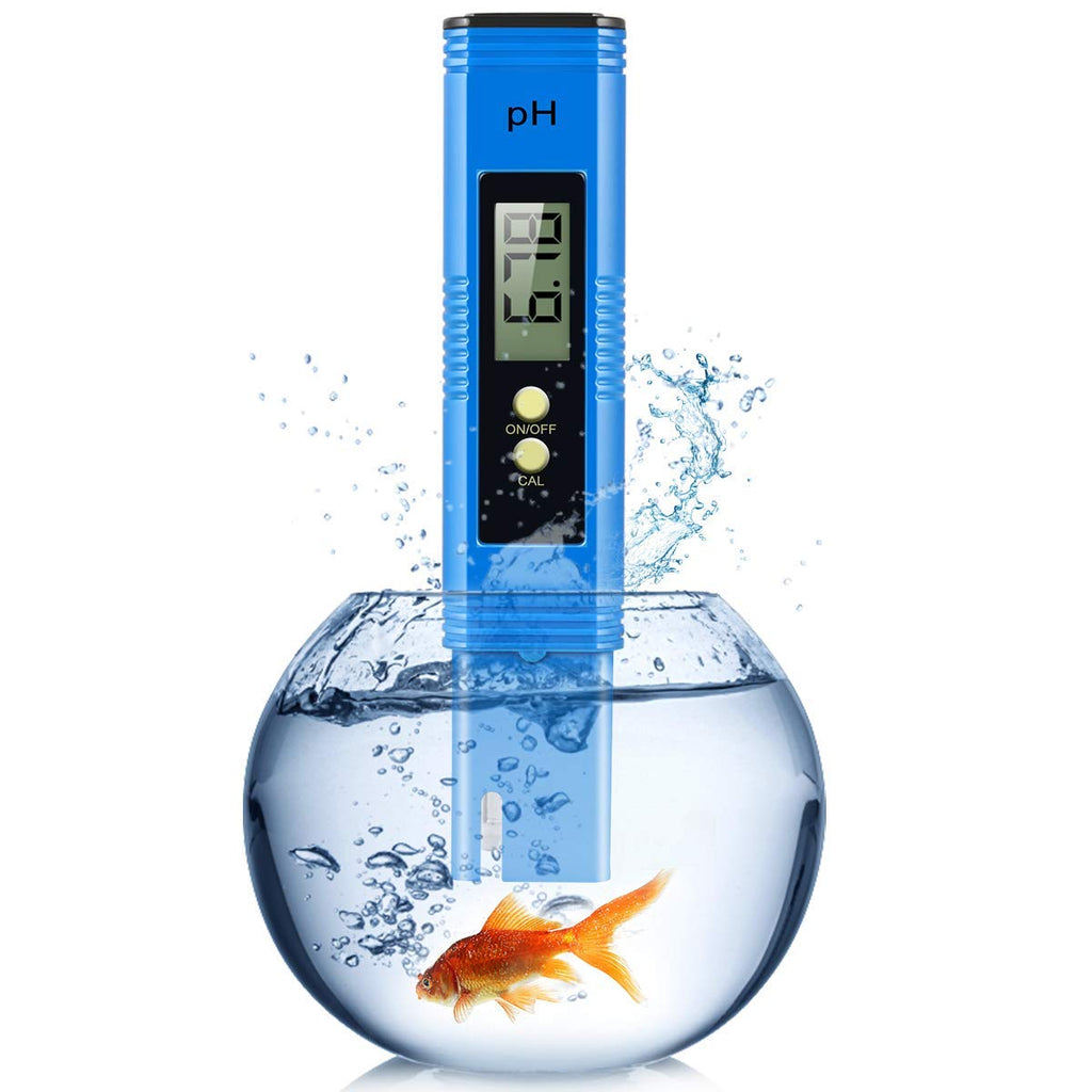 [Australia - AusPower] - PH Meter, Digital PH Meter for Water, 0.01 High Accuracy Pocket Size PH Tester, 0-14 PH Measurement Range, PH Meter for Household Drinking, Aquarium, Fish Tank, Swimming Pool and Hydroponics with ATC Blue 