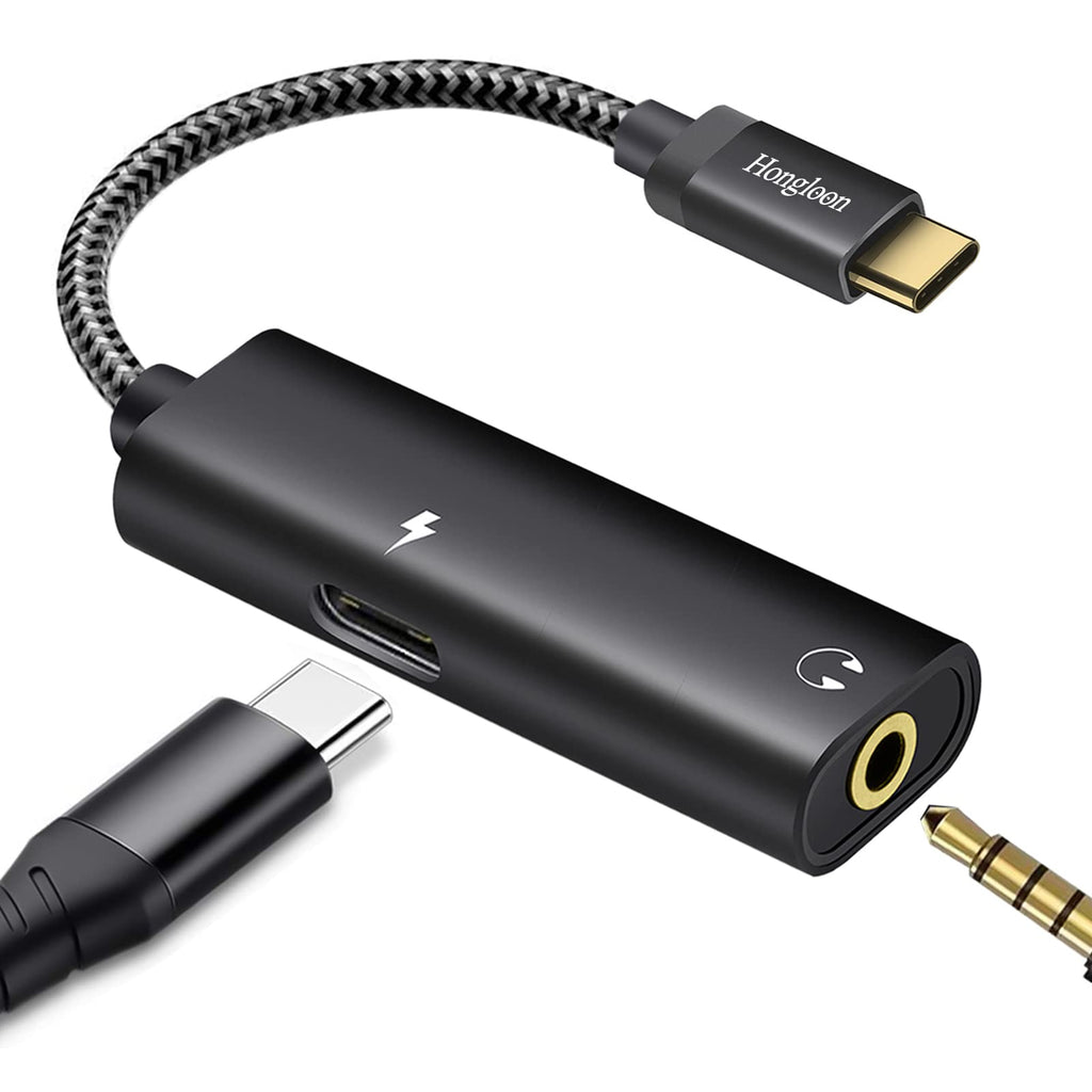 [Australia - AusPower] - USB Type C to 3.5mm Headphone and Charger Adapter, 2-in-1 USB C to 3.5 mm Audio Jack PD Fast Charging Aux Cable Compatible with Samsung Galaxy S21 S20+ S20 Fe S10 Note 20 Ultra 10 Plus, Pixel 3 4 XL 