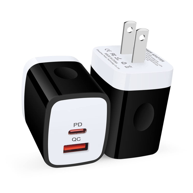 [Australia - AusPower] - iPhone 13 Charger, Fast Charging Block, USB C Power Adapter 20W PD Brick Cube Box Wall Plug for Samsung Galaxy S21 FE,S21 Ultra,S22,S20,A52,Note 20, iPhone 12 Pro Max,11, iPad Pro, Pixel 6,5, Android 2-Black 