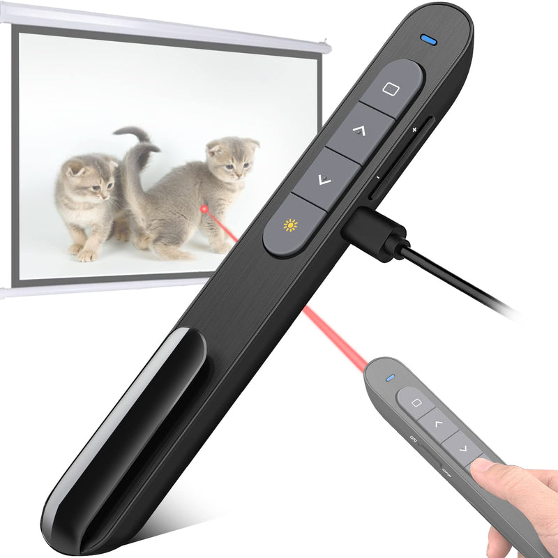 [Australia - AusPower] - Presentation Clicker for Powerpoint, Wireless Presenter Remote PowerPoint Clicker Pointer, 2.4GHz RF USB Rechargeable Presentation Pointer Slide Clicker with Hyperlink Volume Control(Red) 