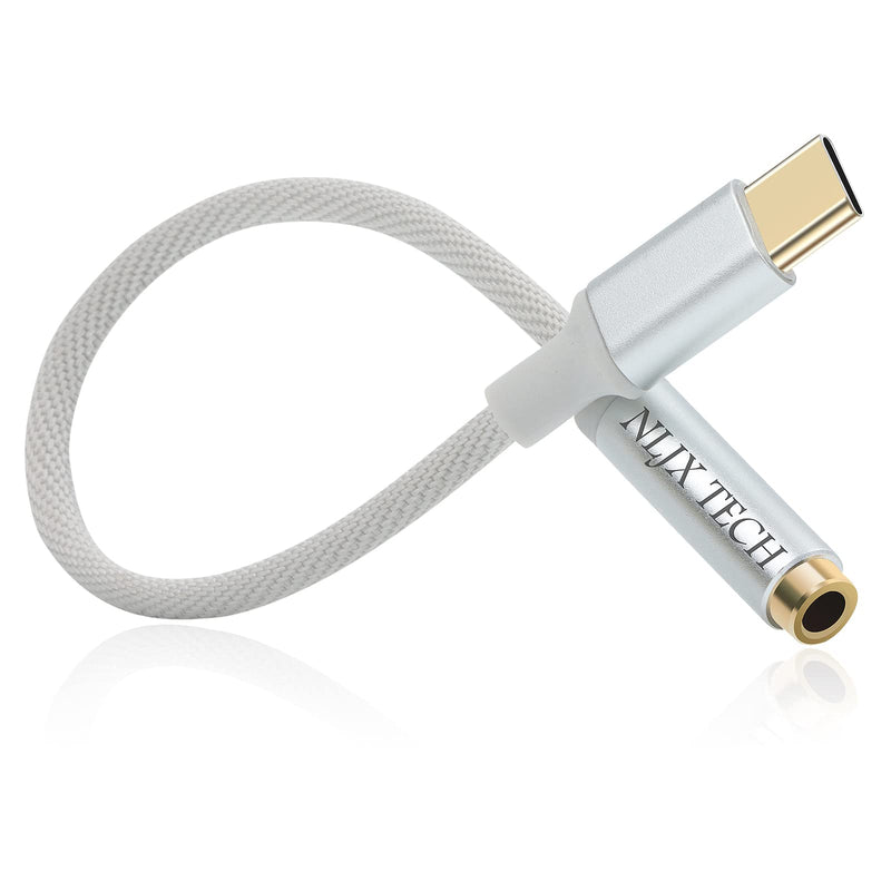 [Australia - AusPower] - NLJX TECH USB C to 3.5mm Audio Adapter Makes Female Type C Aux Adapter and Male Headphone Connection to Your Headphone, Earphone, and Other Aux Devices Silver Grey 