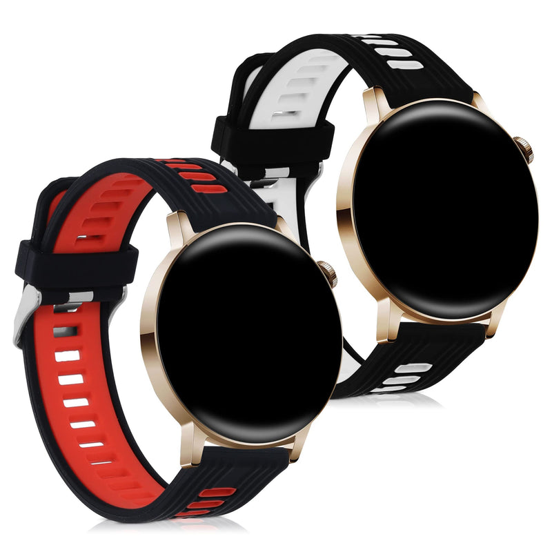 [Australia - AusPower] - kwmobile Watch Bands Compatible with Huawei Watch GT 3 (42mm) - Straps Set of 2 Replacement Silicone Band - Black/Red/Black/White L black / red / black / white 