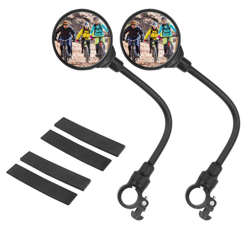 [Australia - AusPower] - HOMEE Bike Mirror, 2 Pack Rear View Mirror 360°Rotatable Shockproof Adjustable Handlebar Bicycle Rearview Mirrors for Mountain Road Bike Electric Bicycle 