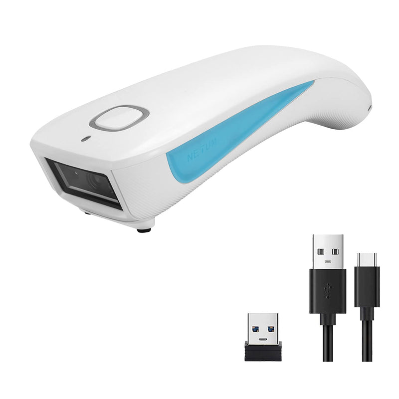 [Australia - AusPower] - NETUM Upgraded Mini Wireless 2D QR Barcode Scanner, 3 in 1 Bluetooth Portable Pocket Small 1D 2D Bar Code Reader, Automatic Fast, Precise scanning for POS, C850 White 