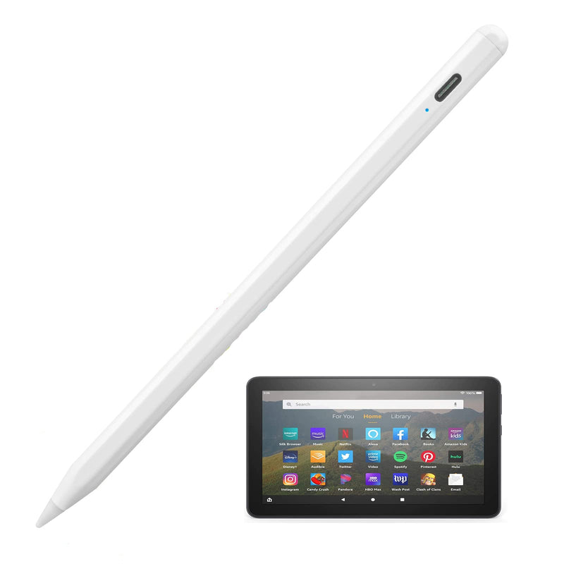 [Australia - AusPower] - Active Stylus Pen for Amazon Kindle Fire HD 8 Plus,New Plastic Point Tip with Precise and Accurate Drawing Pencil Compatible with Amazon Kindle Fire HD 8 Plus Stylus Pencil,White White 