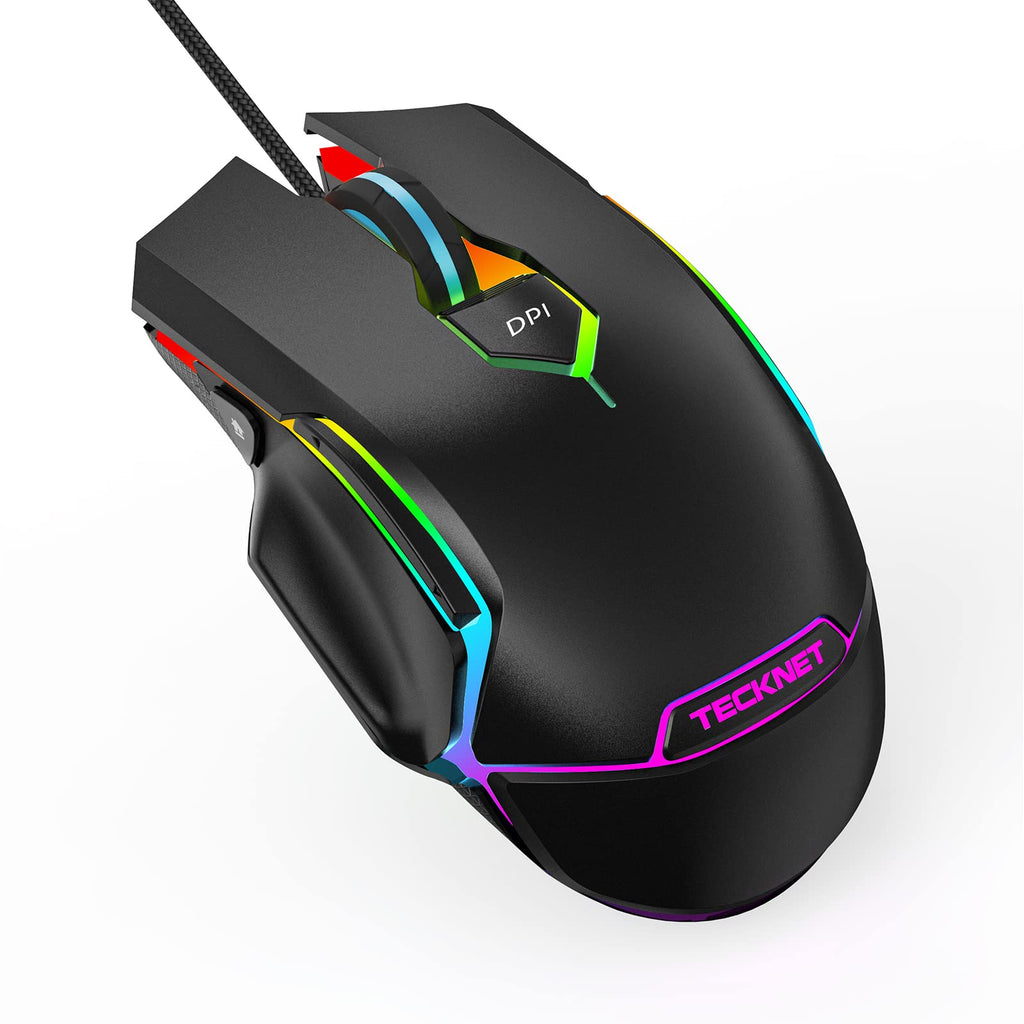 [Australia - AusPower] - TECKNET Wired Gaming Mouse, PC Gaming Mice, 16000 DPI Adjustable, 9 Programmable Modes with 7 Buttons, RGB Backlit Ergonomic Computer Mouse for Laptop Windows/PC/Mac/ Gamer - Black 