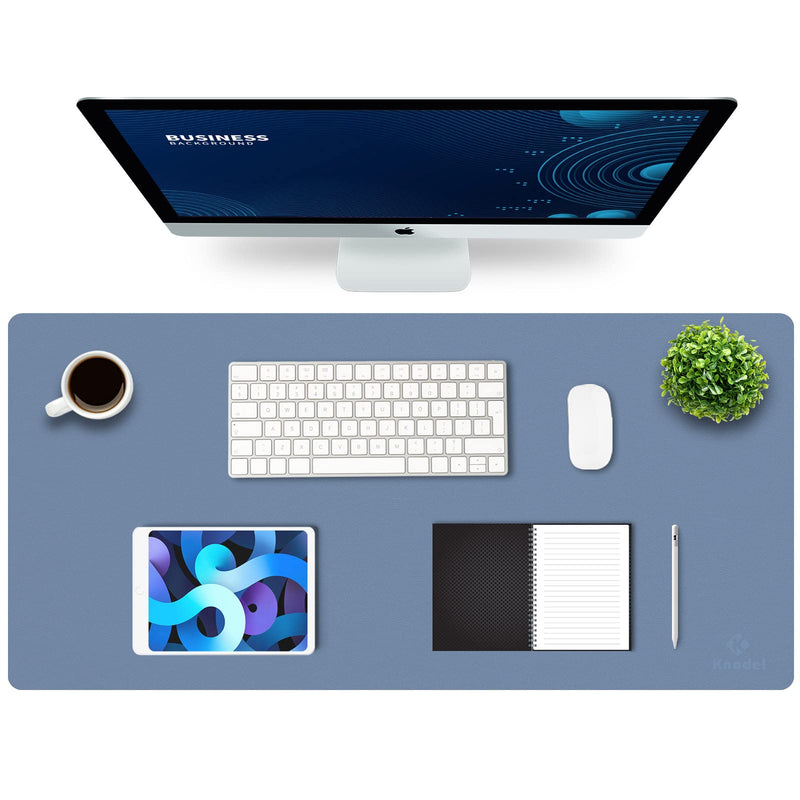 [Australia - AusPower] - K KNODEL Desk Mat, Mouse Pad, Desk Pad, Waterproof Desk Mat for Desktop, Leather Desk Pad for Keyboard and Mouse, Desk Pad Protector for Office and Home (Lake Blue, 35.4" x 17") Lake Blue 35.4" x 17" 