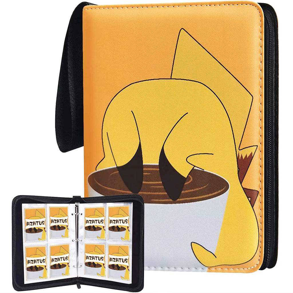 [Australia - AusPower] - AZATUS Card Binder for Pokemon Cards Binder 4-Pocket, 40 Pages Trading Card Games Collection Binder with Sleeves for Boy Girls Gift Coffee Yellow 