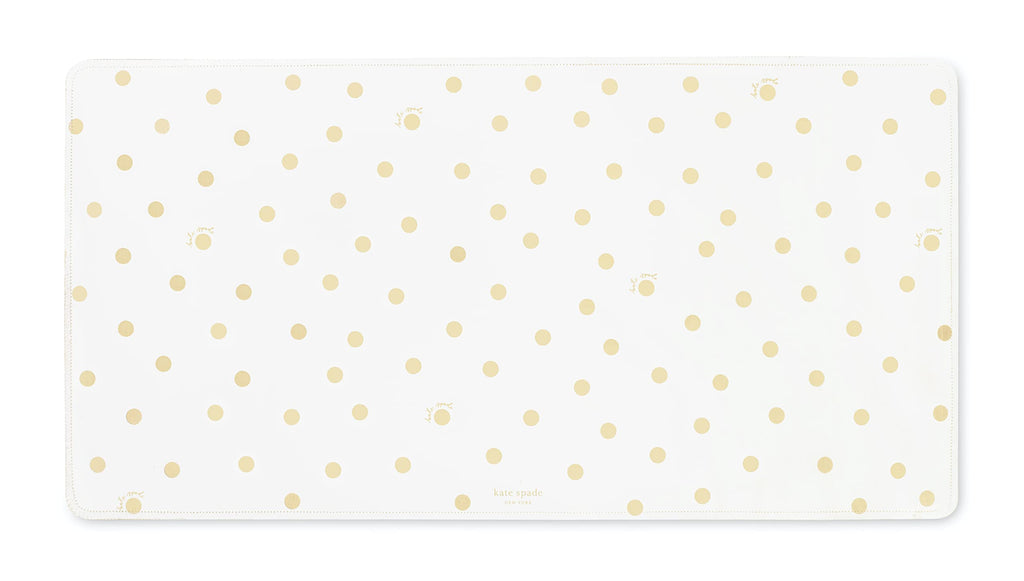 [Australia - AusPower] - Kate Spade New York Decorative Desk Pad, Vegan Leather Keyboard and Mouse Pad for Desktop, Gold Dot with Script 