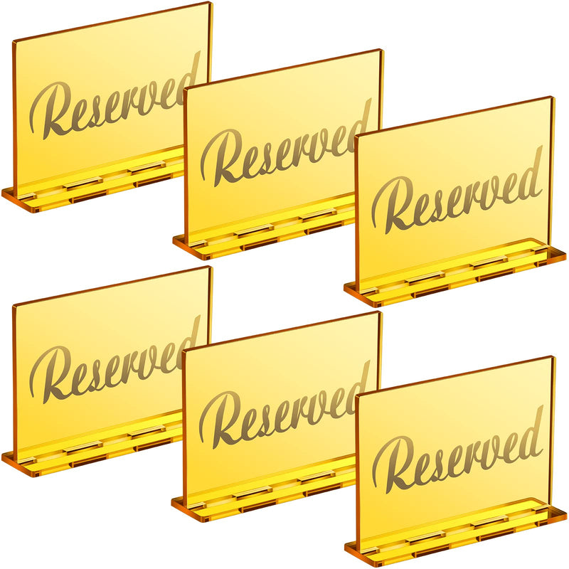 [Australia - AusPower] - 6 Sets Acrylic Mirror Reserved Table Sign Gold Acrylic Freestanding Decoration Guestbook Wedding Reserved Sign for Seating Reception Table Restaurant Business Office 