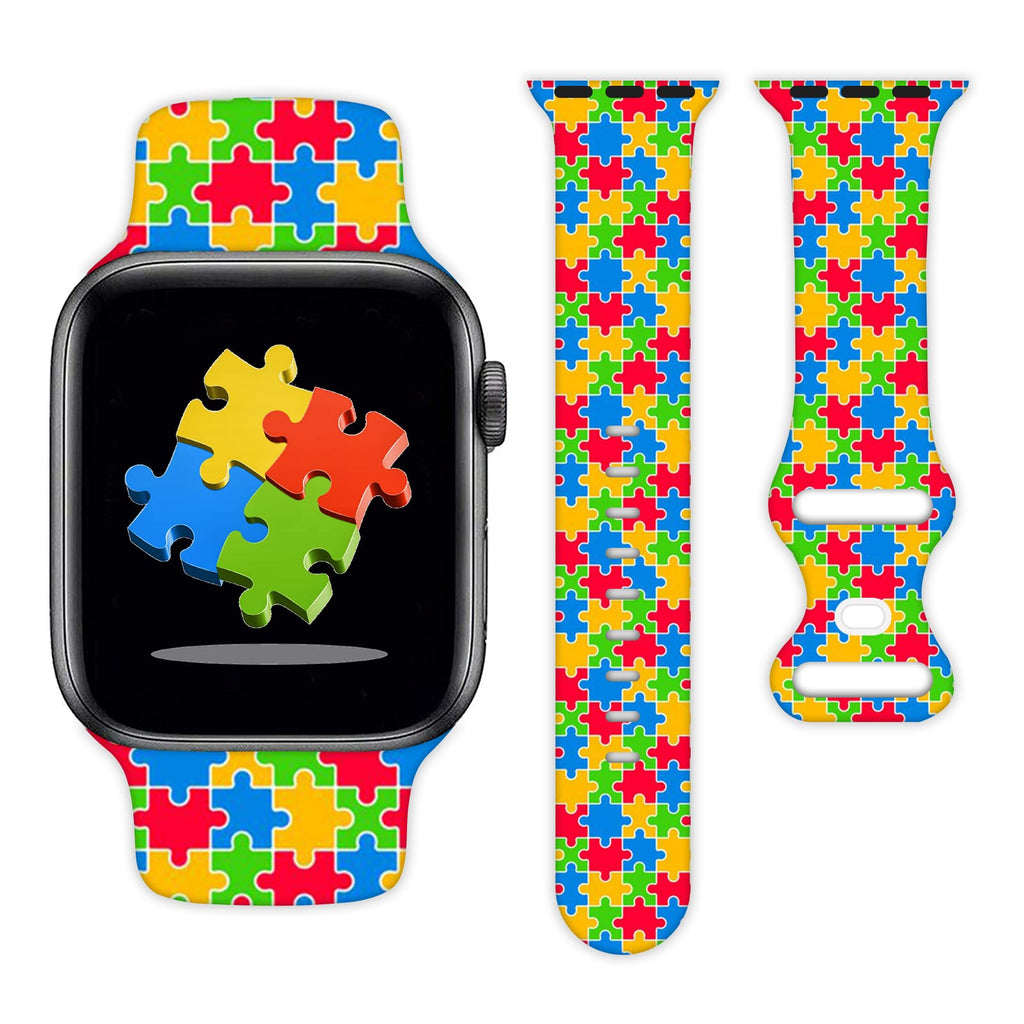 [Australia - AusPower] - Autism Awareness Watch Band Compatible with Apple Watch 38mm 40mm 42mm 44mm Wristbands Silicone Smartwatch Replaceable Strap for iWatch Series 7 6 5 4 3 2 1 38mm/40mm style-2 