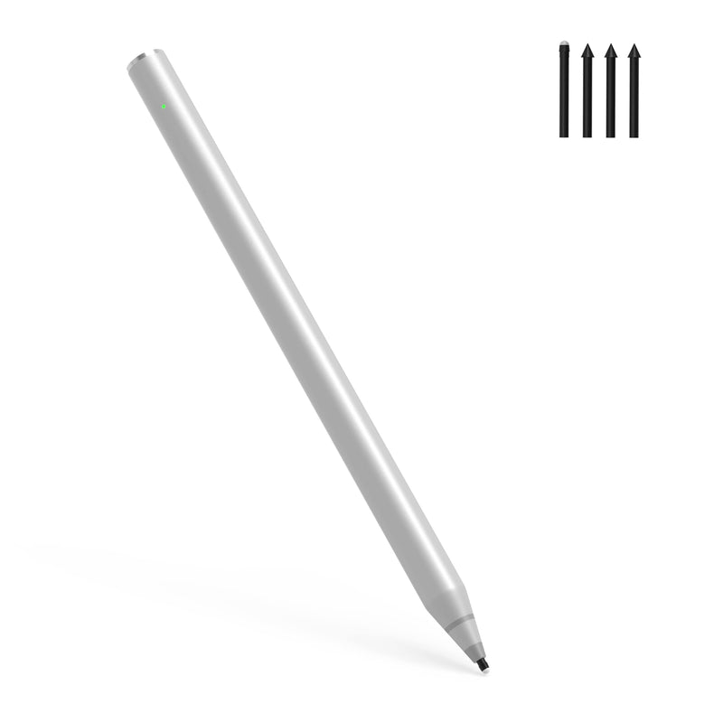 [Australia - AusPower] - Bluetooth 4.2 Stylus Pen for Microsoft Surface Pro 8/X/7/6/5/4/3 Laptop and Other Tablets with 4069 Pressure and Tilt Sensitivity, Palm Rejection, Magnetic Design (Silver) Silver 