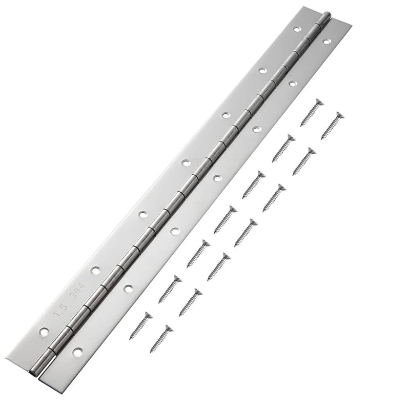 [Australia - AusPower] - FVSEC Marine Grade 304 Stainless Steel Piano Hinge, 16.5"X2" Continuous Boat Hinge, 0.06'' Thickness Heavy Duty Polished Finish Long Hinge with Screw for Cabinet, Cabin Door, Stocker Box(1 Pack) 1 