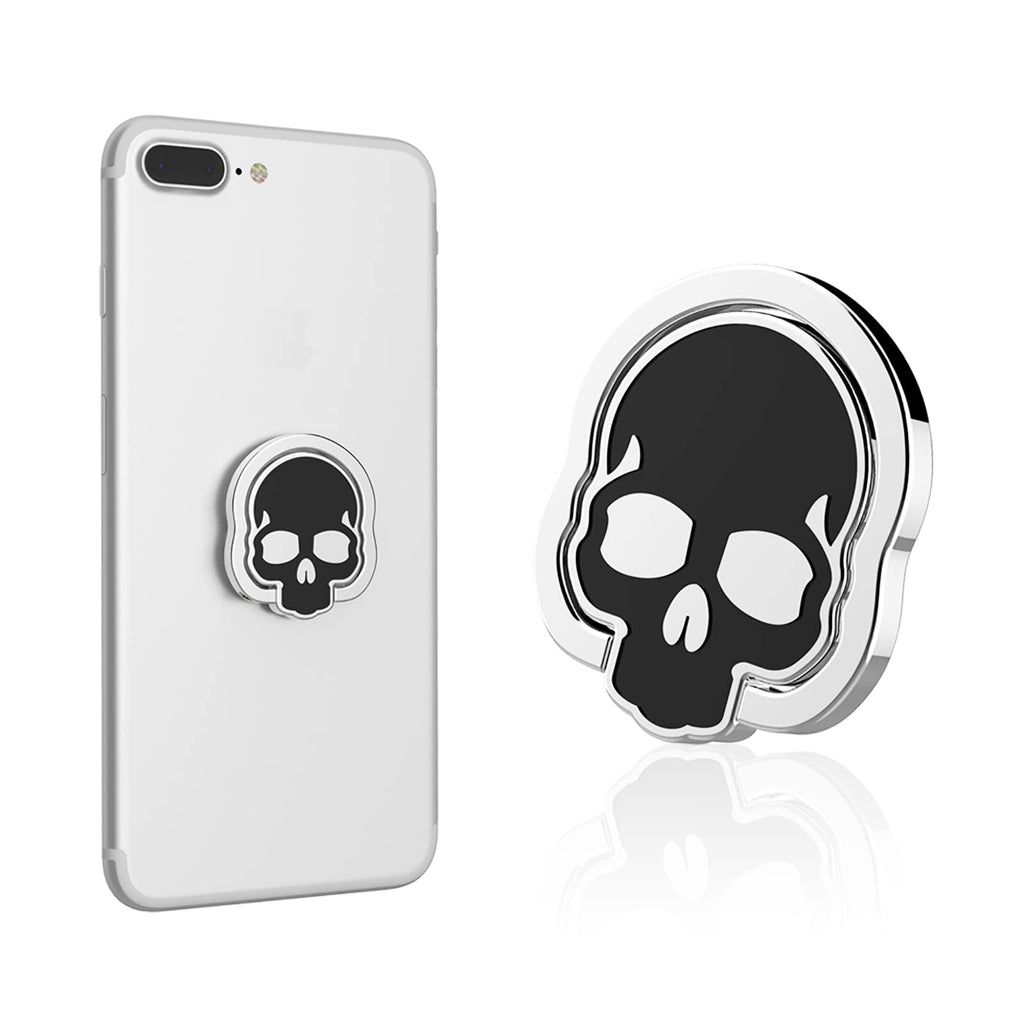 [Australia - AusPower] - LaMignonne Cell Phone Ring Holder Ultra-Thin Skull Finger Grip 360° Rotation 180° Flip Kickstand Metal Phone Grip for Magnetic Car Mount Compatible with All Smartphones (Silver) Silver 