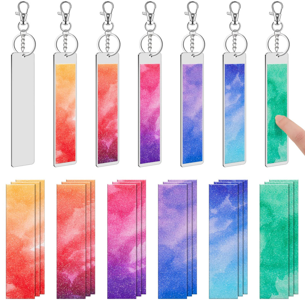 [Australia - AusPower] - 42 Pcs Anxiety Sensory Stickers Kit Includes 36 Fidget Textured Strips, 6 Keychain Textured Strips Toys Tactile Rough Calm Stickers Anti Stress Sensory Textured Strips for Tension (Watercolor Style) Watercolor Style 