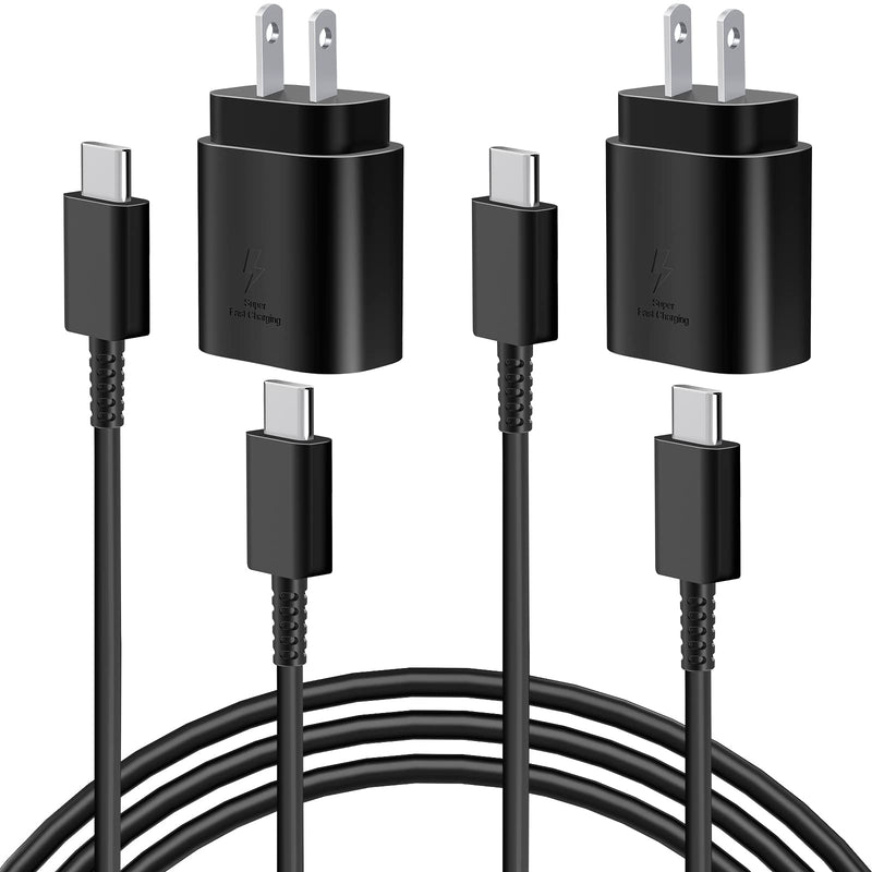 [Australia - AusPower] - Samsung Super Fast Charging, LANWK 2 Pack 25W USB C Power Delivery Fast Charger with 6FT Type C to C Quick Charge Cord for Samsung Galaxy S22 21 20 Ultra/Note 20/10/Z Fold 3/Flip 3 5G/iPad Pro 12.9/11 Black 