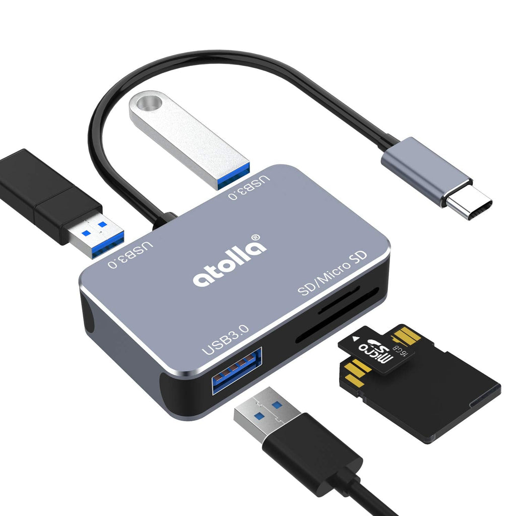 [Australia - AusPower] - SD Card Reader, atolla 5 in 1 Type C Hub with Memory Card Reader for SD/SDXC/SDHC/MMC, Thunderbolt 3 Multiport Adapter Compatible with MacBook Air/Pro 