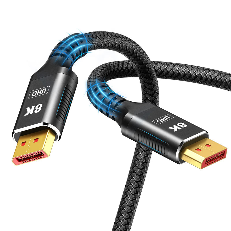 [Australia - AusPower] - 8K DisplayPort Cable 1.4 6.6FT, Snowkids Display Port Cable 144hz,Ultra High Speed 32.4Gbps,DP Cable 8K@60hz, 4K@144Hz，2K@165hz, HDR, HBR3 Display Port Cord for Laptop/PC/TV/Gaming Monitor-Black Black 