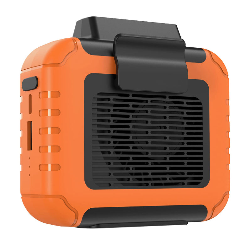 [Australia - AusPower] - Yeedie 3-in-1 Portable Waist Clip Fan, 6000mAh Personal Rechargeable Neck Fan up to 16H, Strong Airflow, 3 Speed, Hand Free Battery Operated Belt & Necklace Fan for Working Hiking Fishing orange 
