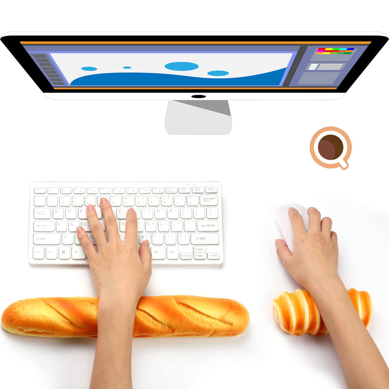 [Australia - AusPower] - 2 Pieces Keyboard Mouse Wrist Rest Pad Wrist Rest Support Funny Desk Wrist Pad Toast Bread Keyboard Rest Cute Wrist Cushion for Keyboard Typing (13.4 x 2.2 x 1.6/ 5.9 x 1.6 x 2.4 Inch, Mixed Style) 13.4 x 2.2 x 1.6/ 5.9 x 1.6 x 2.4 Inch 