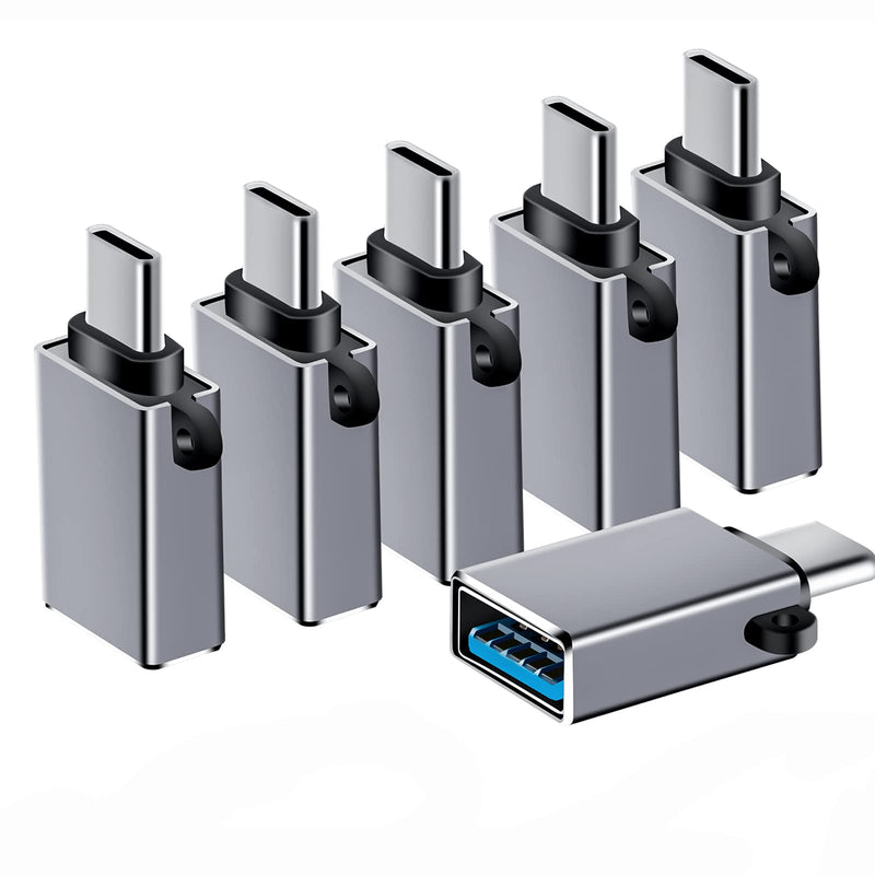 [Australia - AusPower] - USB C to USB Adapter,USB C Adapter,USB A to USB C,Type C to USB 3.0 OTG Adapter for MacBook Pro/Air 2020 2019 2018,iPad Pro 2020,Galaxy S20 S20+ S10,Note10 9,Pixel and More Type C Devices(6 Pack,Grey) 6 Grey 