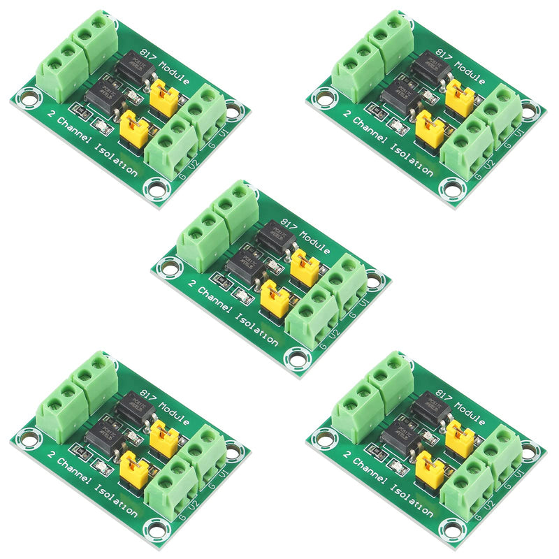 [Australia - AusPower] - Shutao 5PCS PC817 2 Channel Optocoupler Isolation Board Voltage Converter 3.6-30V Driver Photoelectric Isolated Module 