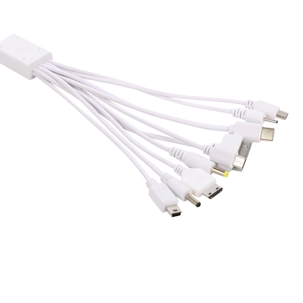 [Australia - AusPower] - 10 in 1 Universal Multifunctional Charging Cable for Many Adapters Compatible with Samsung LG Huawei ZTE and Sony Ericsson Nokia PSP, USB Charging Cable Fit Cell Mobile Phone-White White 