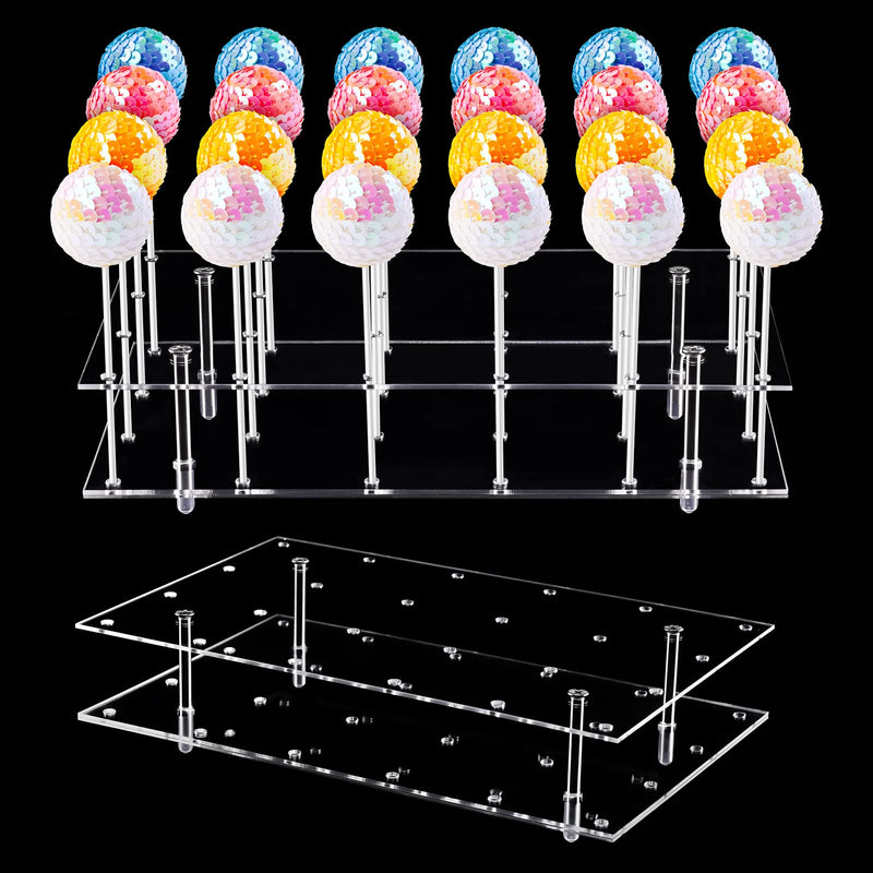 [Australia - AusPower] - NiHome Cake Pop Stand 24 Holes Aryclic Display Stands for Dessert Table 2-Tier Cupcake Lollipop Candy Display for Wedding Party Anniversary Holiday Celebration (Rectangle) 