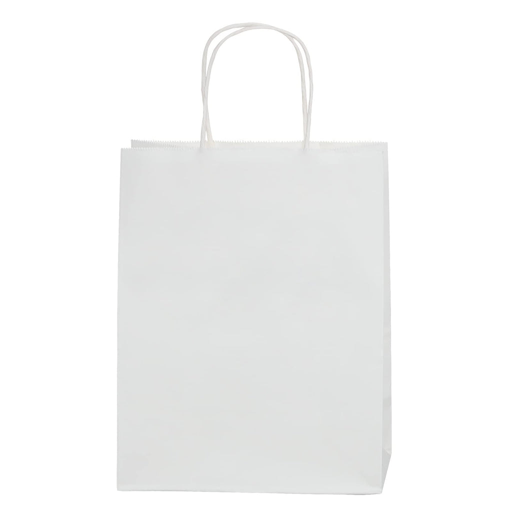 [Australia - AusPower] - Oletx 24PCS White Kraft Paper Gift Bags with Handles Bulk 8x4.25x10.5 Inch, Craft Shopping Bags,Grocery Retail Bag,Wedding Bags,Birthday Bags 